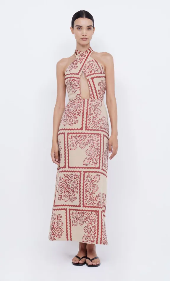 Bec Bridge PALM BLISS HALTER MAXI 8211 SAHARA JACQUARD Women Maxi Dresses