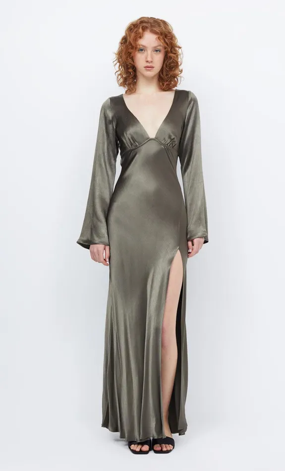 Bec Bridge REN LONG SLEEVE MAXI DRESS 8211 DARK WILLOW Women Prom Dresses