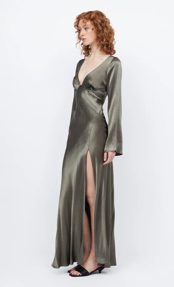 Bec Bridge REN LONG SLEEVE MAXI DRESS 8211 DARK WILLOW Women Prom Dresses