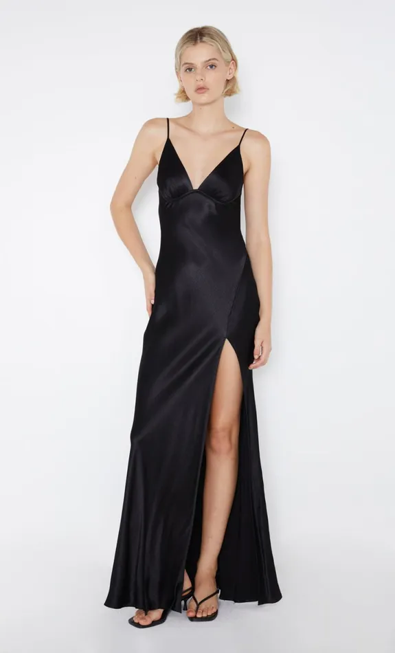 Bec Bridge REN SPLIT MAXI DRESS 8211 BLACK Women Prom Dresses