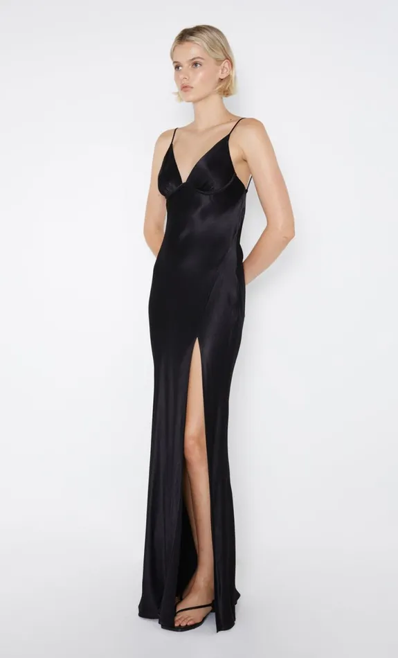 Bec Bridge REN SPLIT MAXI DRESS 8211 BLACK Women Prom Dresses