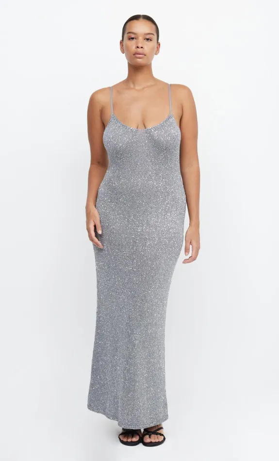 Bec Bridge SADIE SEQUIN KNIT SLIP DRESS 8211 CHARCOAL Women Prom Dresses