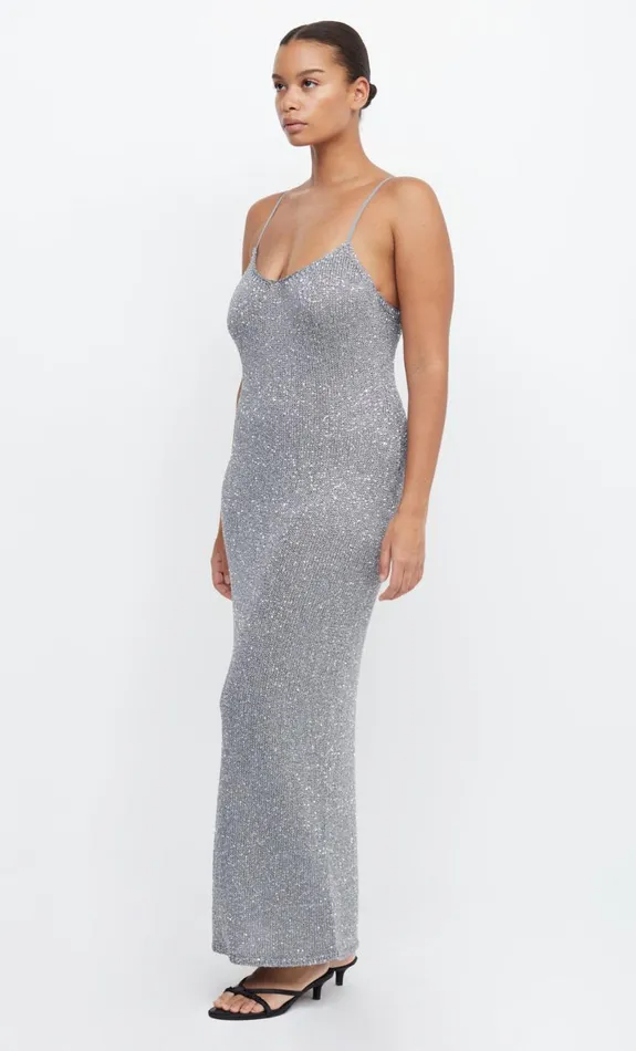 Bec Bridge SADIE SEQUIN KNIT SLIP DRESS 8211 CHARCOAL Women Prom Dresses
