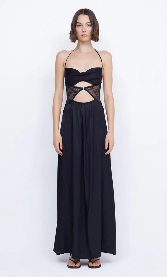 Bec Bridge SANTAL HALTER MAXI DRESS 8211 BLACK Women Wedding Guest