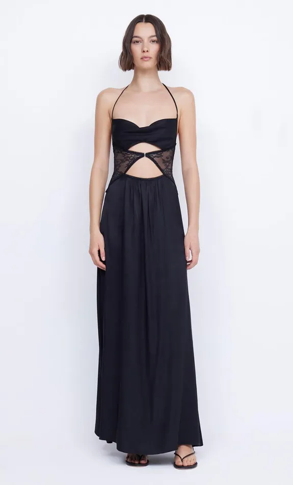 Bec Bridge SANTAL HALTER MAXI DRESS 8211 BLACK Women Wedding Guest