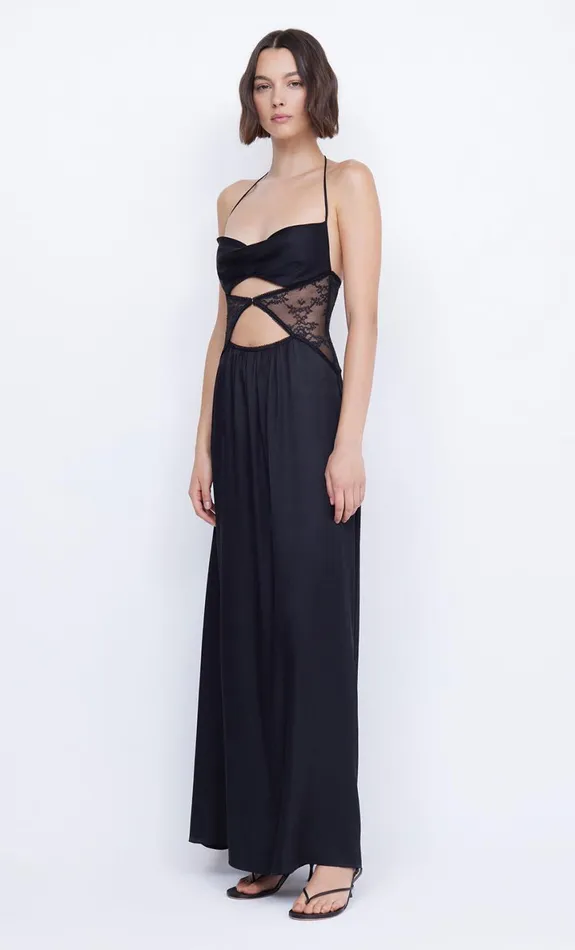 Bec Bridge SANTAL HALTER MAXI DRESS 8211 BLACK Women Wedding Guest
