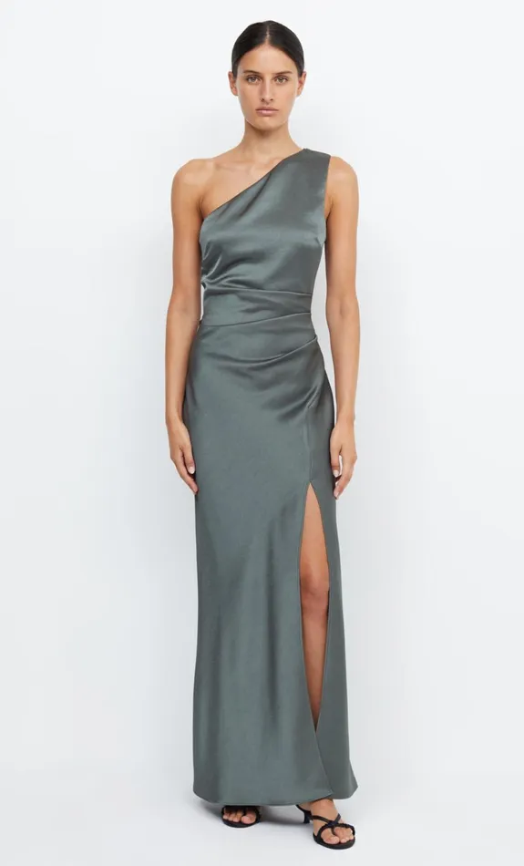 Bec Bridge THE DREAMER ASYM DRESS 8211 DARK WILLOW Women Maxi Dresses