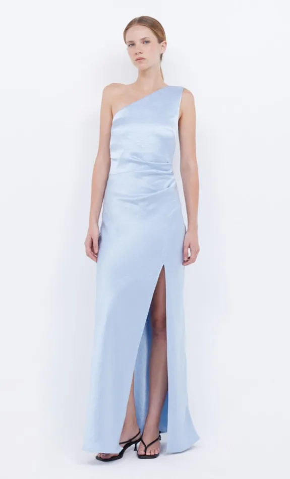 Bec Bridge THE DREAMER ASYM DRESS 8211 DUSTY BLUE Women Bridesmaid Dresses