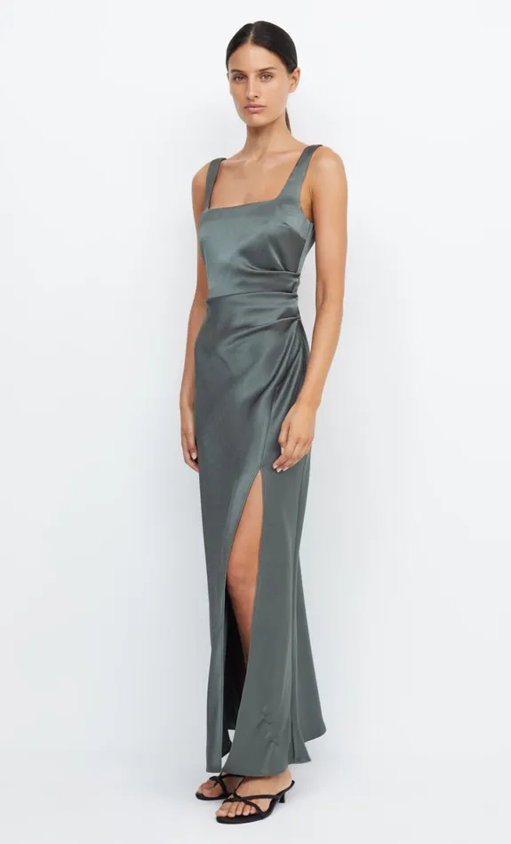 Bec Bridge THE DREAMER SQUARE NECK DRESS 8211 DARK WILLOW Women Maxi Dresses