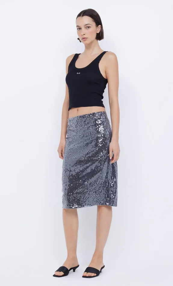 Bec Bridge VENUS SEQUIN MIDI SKIRT 8211 BLACK Women Skirts