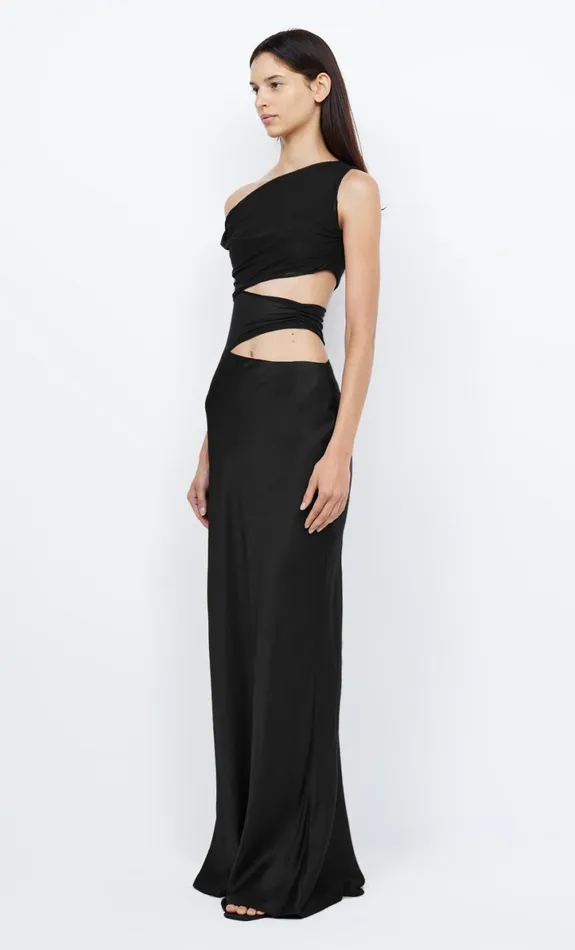 Bec Bridge WHORL ASYM DRESS 8211 BLACK Women Wedding Guest