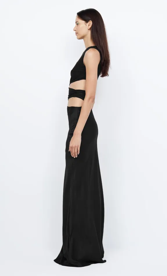 Bec Bridge WHORL ASYM DRESS 8211 BLACK Women Wedding Guest