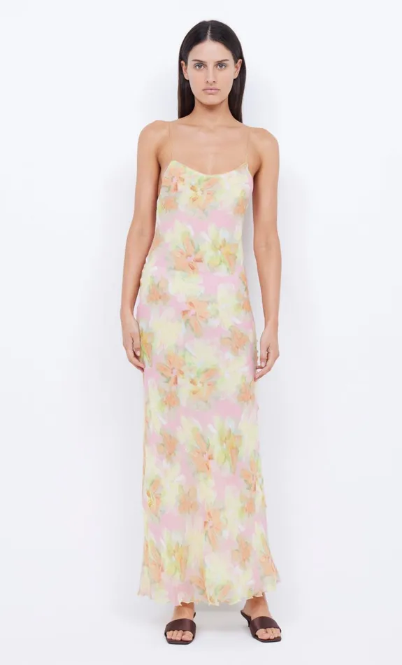 Bec Bridge ZEPHY PRINT SLIP DRESS 8211 PINK BLOSSOM Women Maxi Dresses