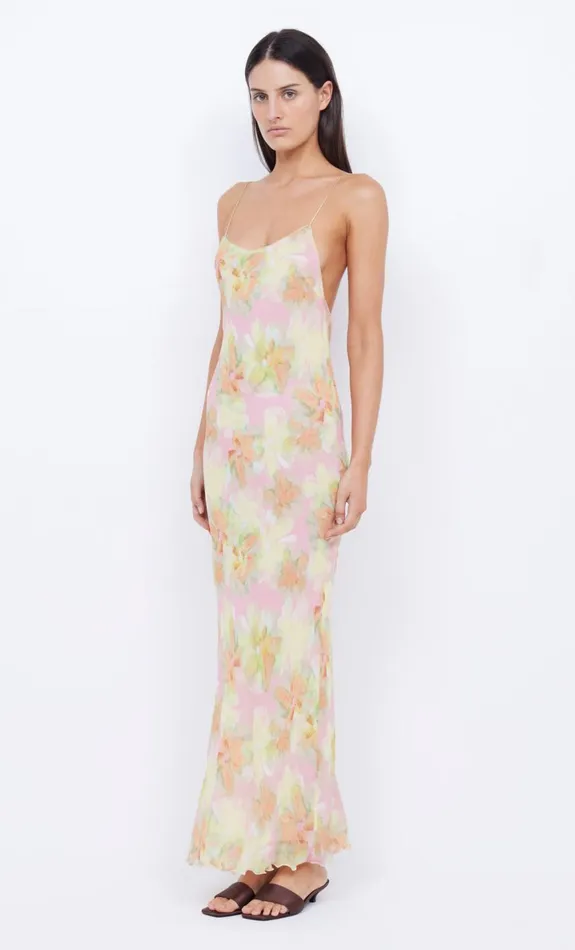 Bec Bridge ZEPHY PRINT SLIP DRESS 8211 PINK BLOSSOM Women Maxi Dresses