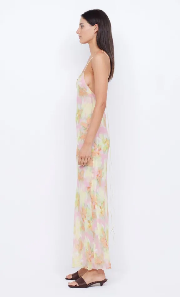 Bec Bridge ZEPHY PRINT SLIP DRESS 8211 PINK BLOSSOM Women Maxi Dresses