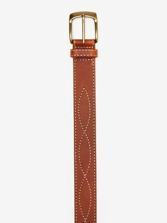 Belts Men JMcLaughlin Embroidered Leather Belt Brown Belts Men JMcLaughlin Embroidered Leather Belt Brown