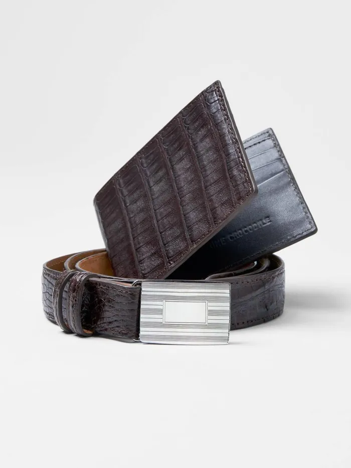 Belts Men JMcLaughlin Genuine Crocodile Belt Cigar