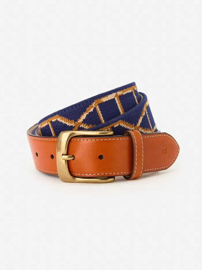 Belts Men JMcLaughlin Needlepoint Belt In Bamboo Navy