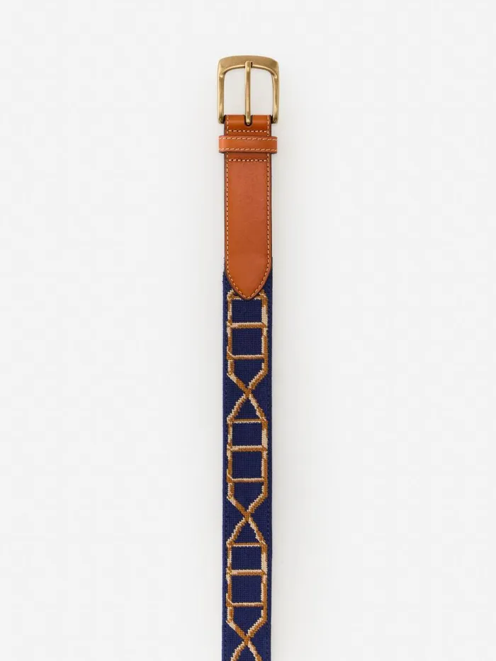 Belts Men JMcLaughlin Needlepoint Belt In Bamboo Navy Belts Men JMcLaughlin Needlepoint Belt In Bamboo Navy
