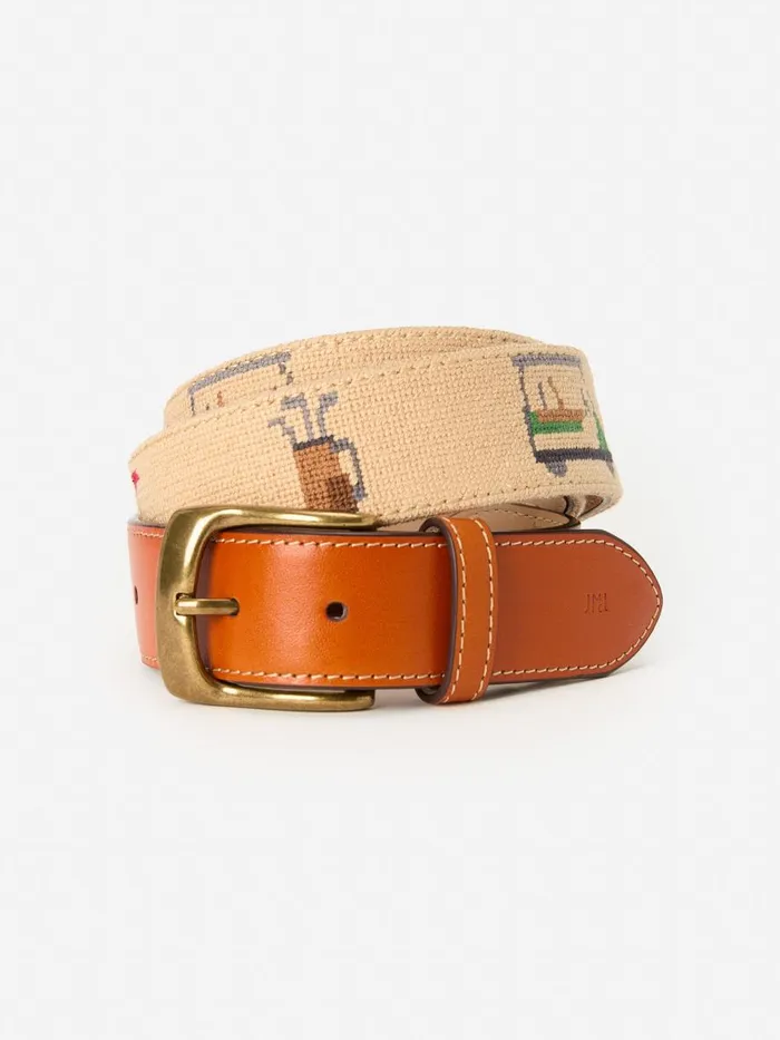 Belts Men JMcLaughlin Needlepoint Belt In Golf Khaki