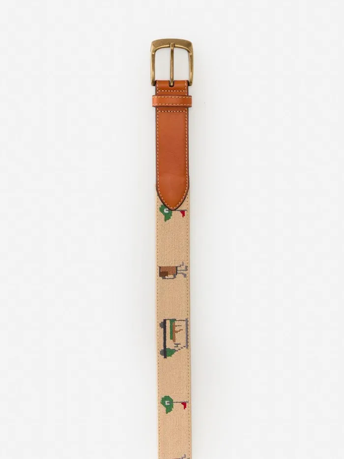 Belts Men JMcLaughlin Needlepoint Belt In Golf Khaki Belts Men JMcLaughlin Needlepoint Belt In Golf Khaki