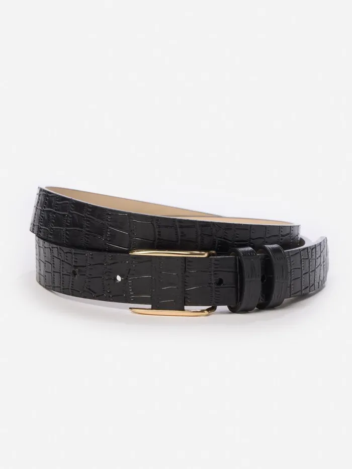 Belts Women JMcLaughlin Allegra Leather Belt In Croc Black