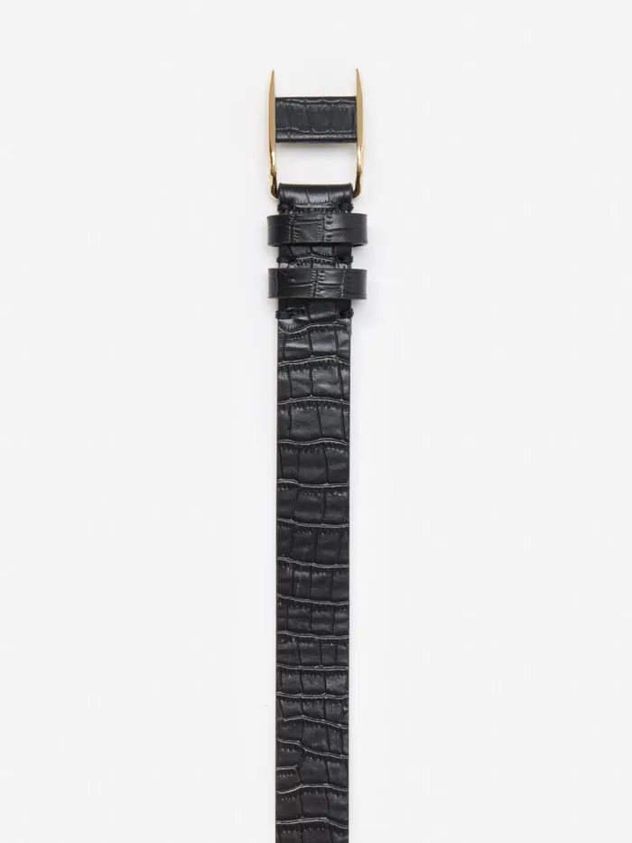 Belts Women JMcLaughlin Allegra Leather Belt In Croc Black Belts Women JMcLaughlin Allegra Leather Belt In Croc Black