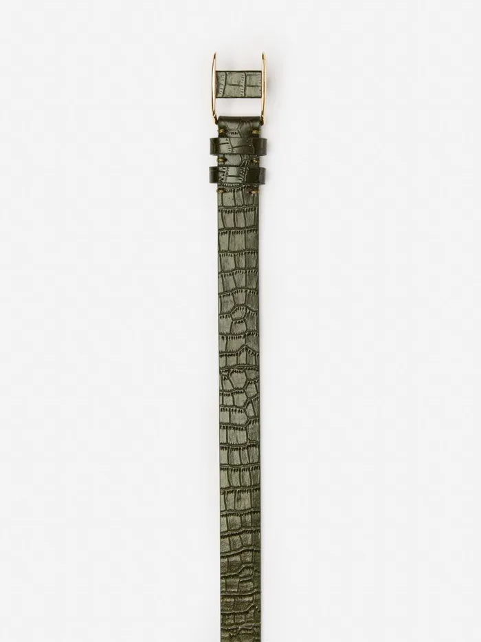 Belts Women JMcLaughlin Allegra Leather Belt In Croc Olive Belts Women JMcLaughlin Allegra Leather Belt In Croc Olive