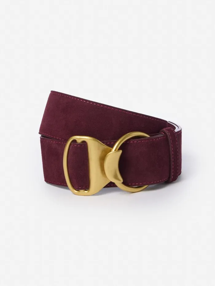 Belts Women JMcLaughlin Isobel Suede Belt Burgundy