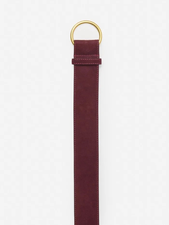 Belts Women JMcLaughlin Isobel Suede Belt Burgundy