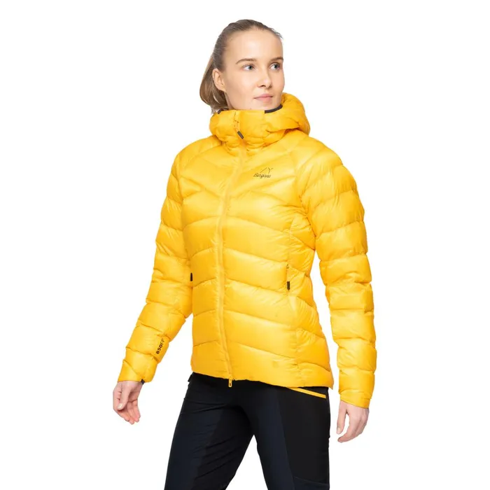 Bergans Of Norway Down Jackets Y Lightline Weightless Down Jacket Hood Mango Yellow 8211 Women