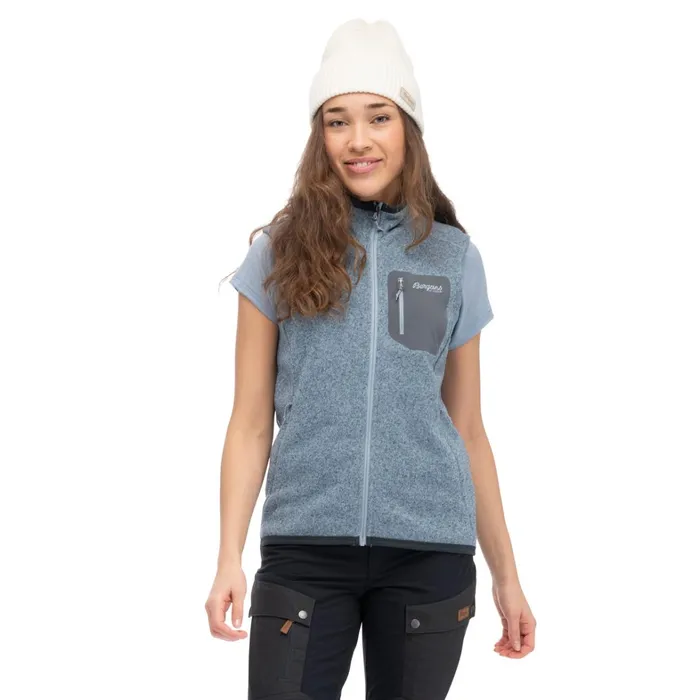 Bergans Of Norway Fleece Kamphaug Knitted Vest Husky Blue 8211 Women