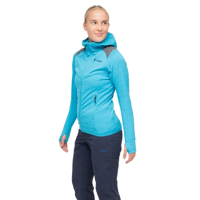 Bergans Of Norway Fleece Rabot Active Mid Hood W Jacket Aqua Lagoon 8211 Women