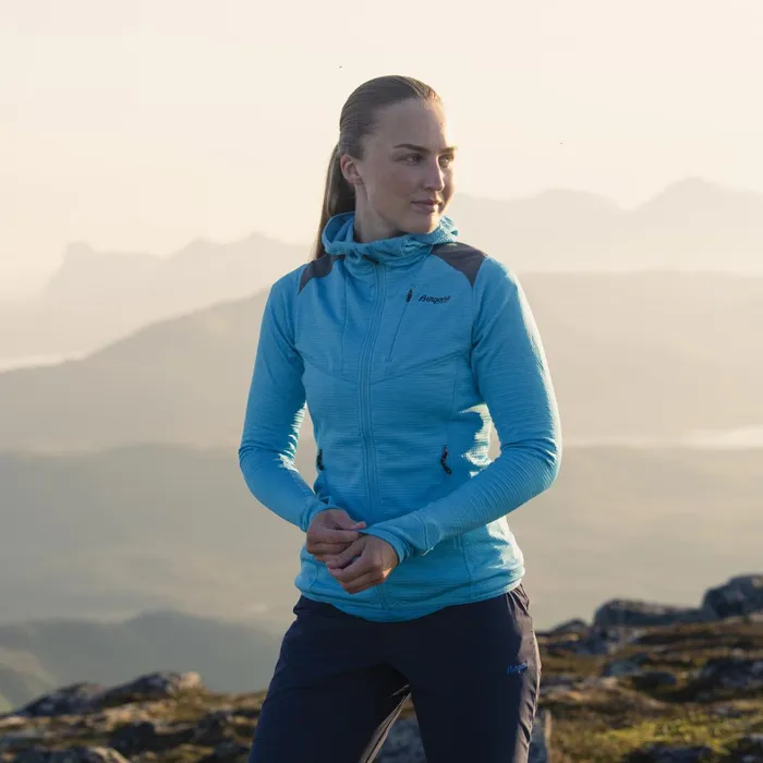 Bergans Of Norway Fleece Rabot Active Mid Hood W Jacket Aqua Lagoon 8211 Women