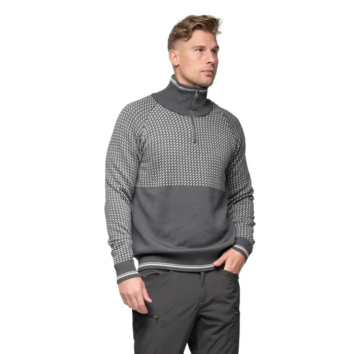 Bergans Of Norway Jumpers And Long Sleeves Alvdal Wool Half Zip Solid Dark Grey Vanilla White 8211 Men