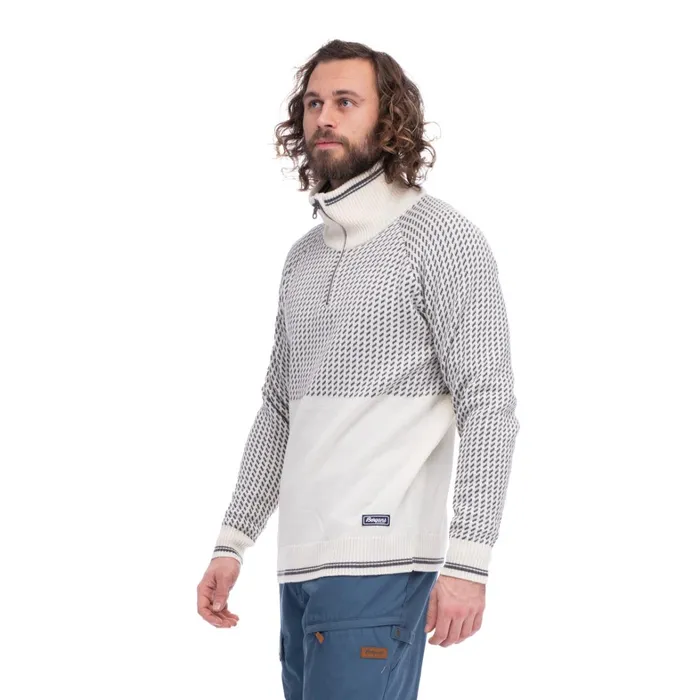 Bergans Of Norway Jumpers And Long Sleeves Alvdal Wool Half Zip Vanilla White Solid Dark Grey 8211 Men