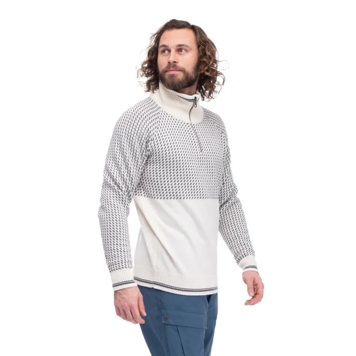 Bergans Of Norway Jumpers And Long Sleeves Alvdal Wool Half Zip Vanilla White Solid Dark Grey 8211 Men