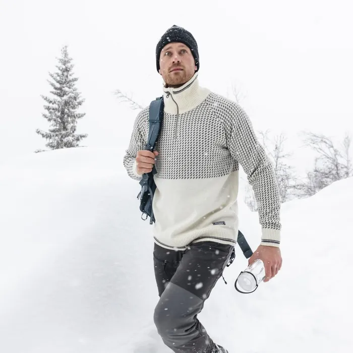Bergans Of Norway Jumpers And Long Sleeves Alvdal Wool Half Zip Vanilla White Solid Dark Grey 8211 Men