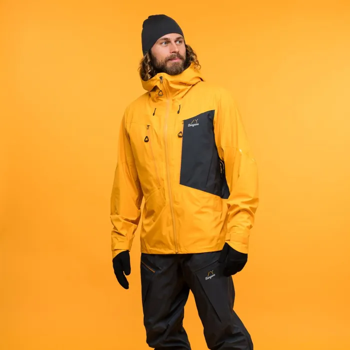Bergans Of Norway Ski Jackets Y Mountainline Breathe 3l Shell Jacket Mango Yellow 8211 Men