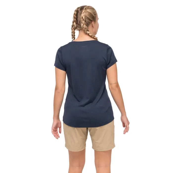 Bergans Of Norway TShirts Rabot Emblem Wool Tee Navy Blue 8211 Women