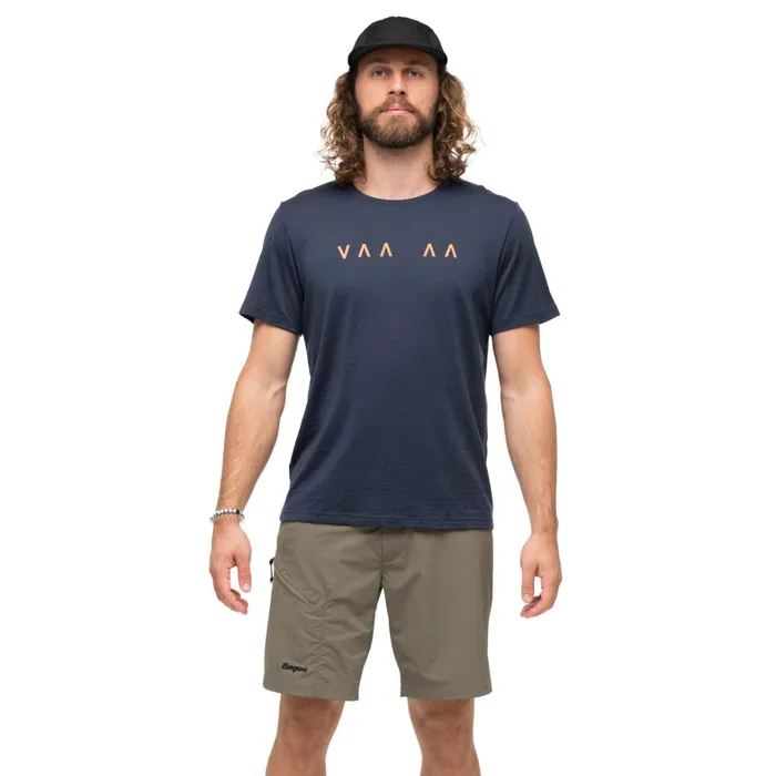 Bergans Of Norway TShirts Vaagaa Explore Merino Tee Navy Blue 8211 Men