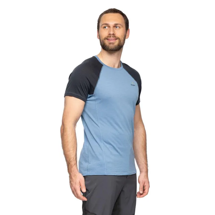 Bergans Of Norway TShirts Y Lightline Merino Tee Elemental Blue Dark Shadow Grey 8211 Men