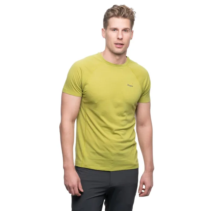 Bergans Of Norway TShirts Y Lightline Merino Tee Golden Lime Green 8211 Men