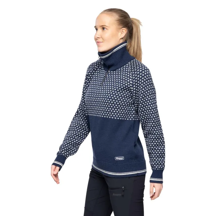 Bergans Of Norway Wool Alvdal Wool W Half Zip Navy Vanilla White 8211 Women