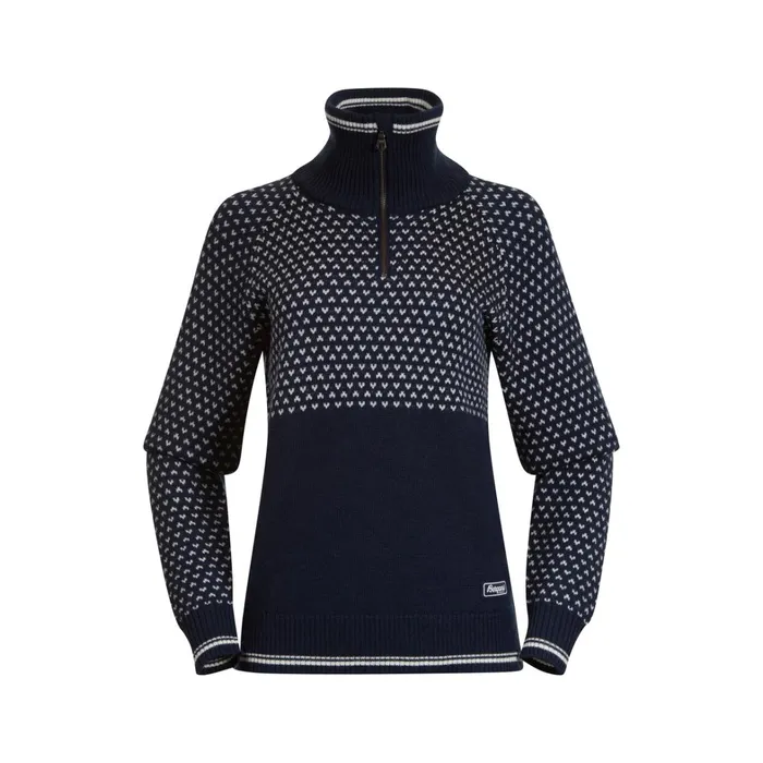 Bergans Of Norway Wool Alvdal Wool W Half Zip Navy Vanilla White 8211 Women