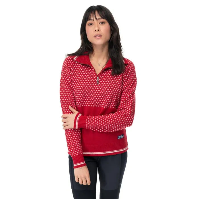 Bergans Of Norway Wool Alvdal Wool W Half Zip Red Vanilla White 8211 Women