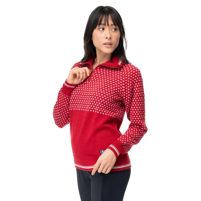 Bergans Of Norway Wool Alvdal Wool W Half Zip Red Vanilla White 8211 Women