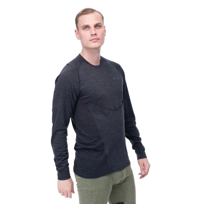 Bergans Of Norway Wool Longsleeved Shirts InnerLight Long Sleeve Solid Charcoal 8211 Men