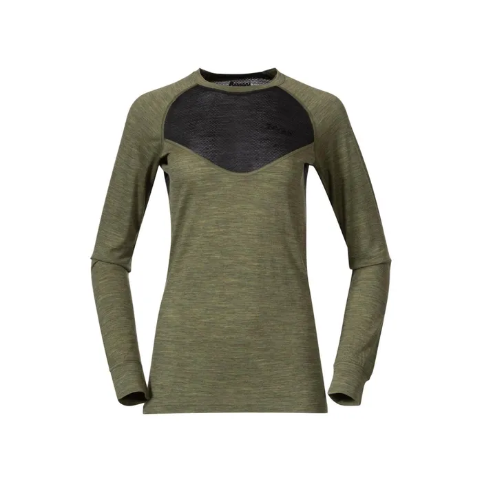 Bergans Of Norway Wool Longsleeved Shirts InnerLight W Long Sleeve Olive Green 8211 Women