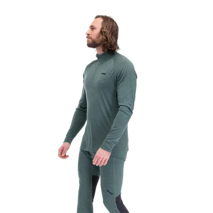 Bergans Of Norway Wool Longsleeved Shirts InnerPure Half Zip Dark Jade Green 8211 Men